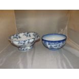 TWO BLUE WHITE CHINA FRUIT BOWLS EST [£10- £20]