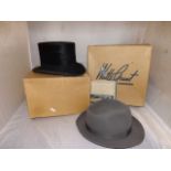 TOP HAT & FELT HAT WITH WATT & GRANT ABERDEEN BOX EST[£25-£50]