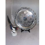 WALKER & HALL PLATED TRAY & A RUSSIAN CHINA MAGPIE ORNAMENT EST [£20-£40]