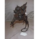 BRASS ORNAMENT WITH DEVISH MAN ON HORSEBACK 11" HIGH EST [£15-£25]