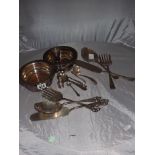 ASSORTED SILVER PLATED ITEMS INC WINE COASTERS , SALAD SERVERS SETS ETC EST [£25-£50]