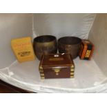 2 BRASS JARDINIERS & TIN BOX'S EST [£10-£20]