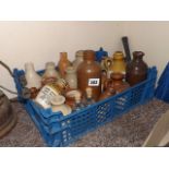 BASKET OF ASSORTED STONEWARE JARS EST[£5-£15]