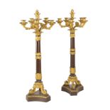 A pair of French gilt-bronze seven-branch candelabra 19th century 76x28 cm. the branches are
