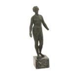 An antique Roman bronze figure 2nd century h. 19 cm. modelled as Venus and standing on not coeval