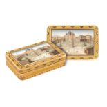 A Dutch 18K gold, enamel and micromosaic snuff box 19th century 1,9x8,1x5,5 cm. rectangular-shaped