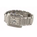 A Cartier Tank Francaise Chronoflex steel wristwatch 1990s, ref. 2303  rectangular watchcase 38x27,5