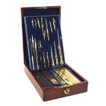 An antique French technical drawing set ca. 1780 6,5x25x18 cm. comprising 37 different instruments