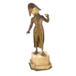 A French chryselephantine sculpture early 20th century h. 22 cm. modelled as a disguised person