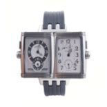 A Jaeger Le Coultre Reverso Sport Night&Day steel wristwatch 2013  rectangular reversible