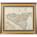 Guillaume de l'Isle France 1675 - 1726 50x60 cm. antique map of Sicily, including the Aeolian