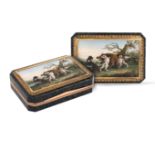 "An Italian rose gold, granite and micromosaic snuff box Rome, late 18th century 2,5x8x6 cm.