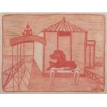 Giuseppe Viviani San Giuliano terme 1898 - Pisa 1965 30x38 cm. "Dog on the table", red chalk, signed