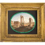 "An Italian micromosaic plaque Rome, 19th century 14x18 cm. mounted on black Belgium marble and