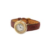 An 18K three-colour gold Cartier Trinity lady's writchwatch 1980s  circular watchcase of a