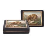 "Workshop of Filippo Puglieschi Rome, early 19th century 2x8x6 cm. turtle and gilt snuff box with