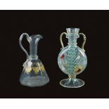 A lot of two Murano bottles late 19th century  gold applications and polychromatic decorations,