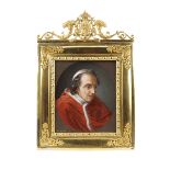 "Raffaele Castellini Rome 1791 - 1864 13x10 cm. micromosaic plaque representing Pope Pius VII (