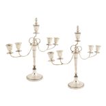 A pair of Italian five-branch silver candelabra