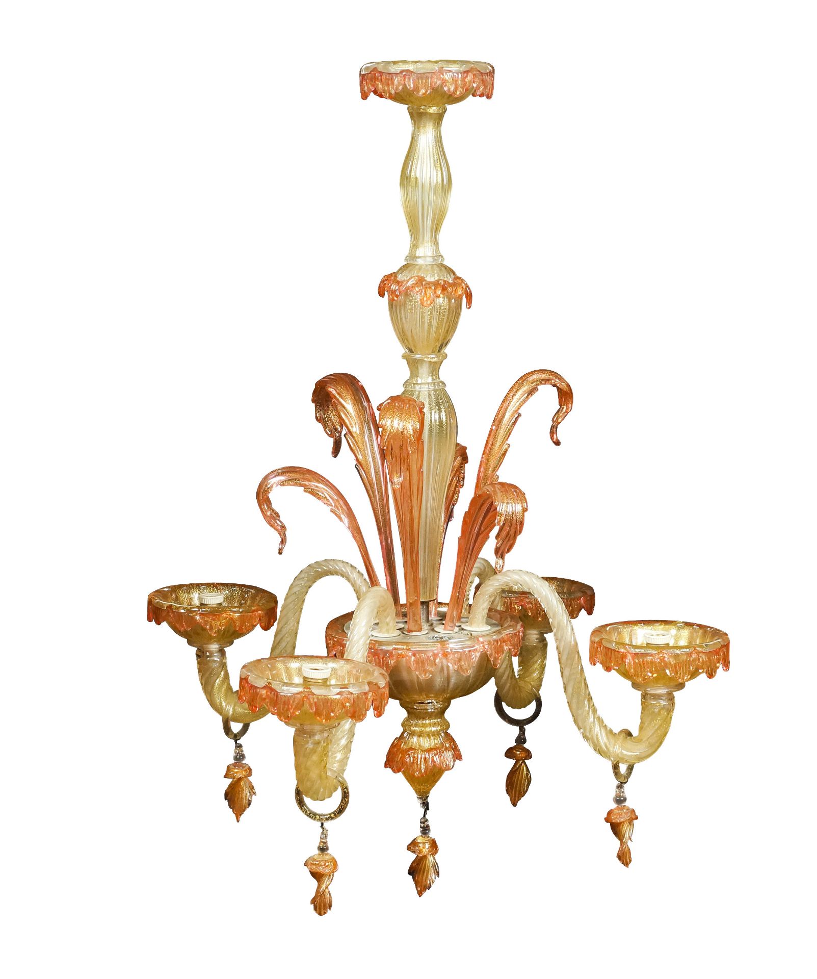 A four-branch Murano glass chandelier