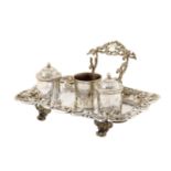 A Portugese silver inkstand