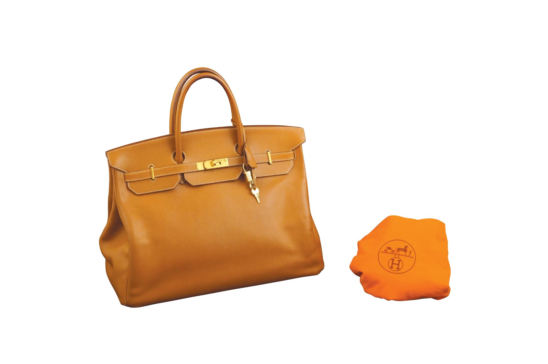 A Hermes Birkin courchevel gold leather handbag