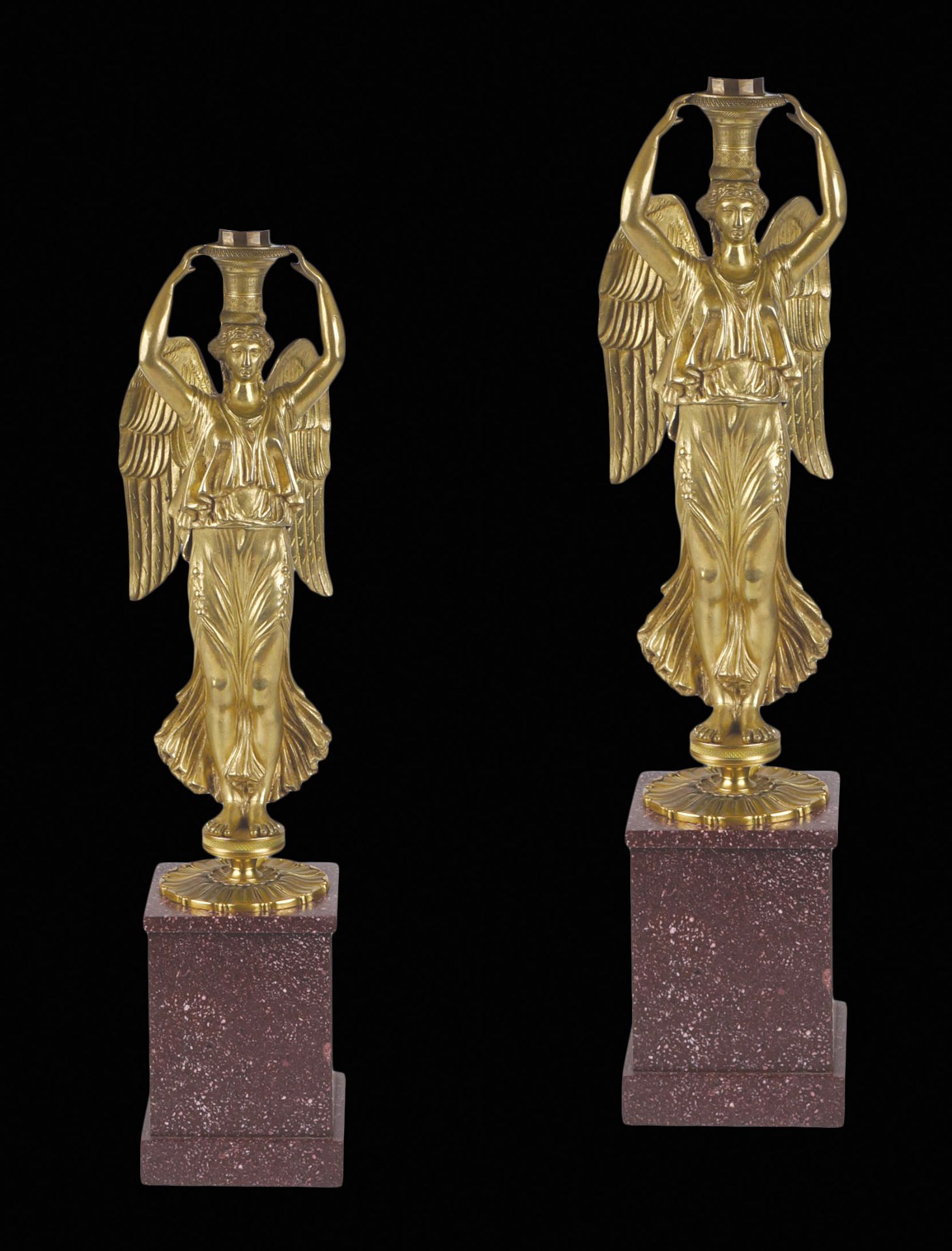 A pair of gilt-bronze lamps