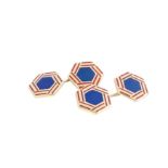 An 18k gold and enamel pair of cuff-links