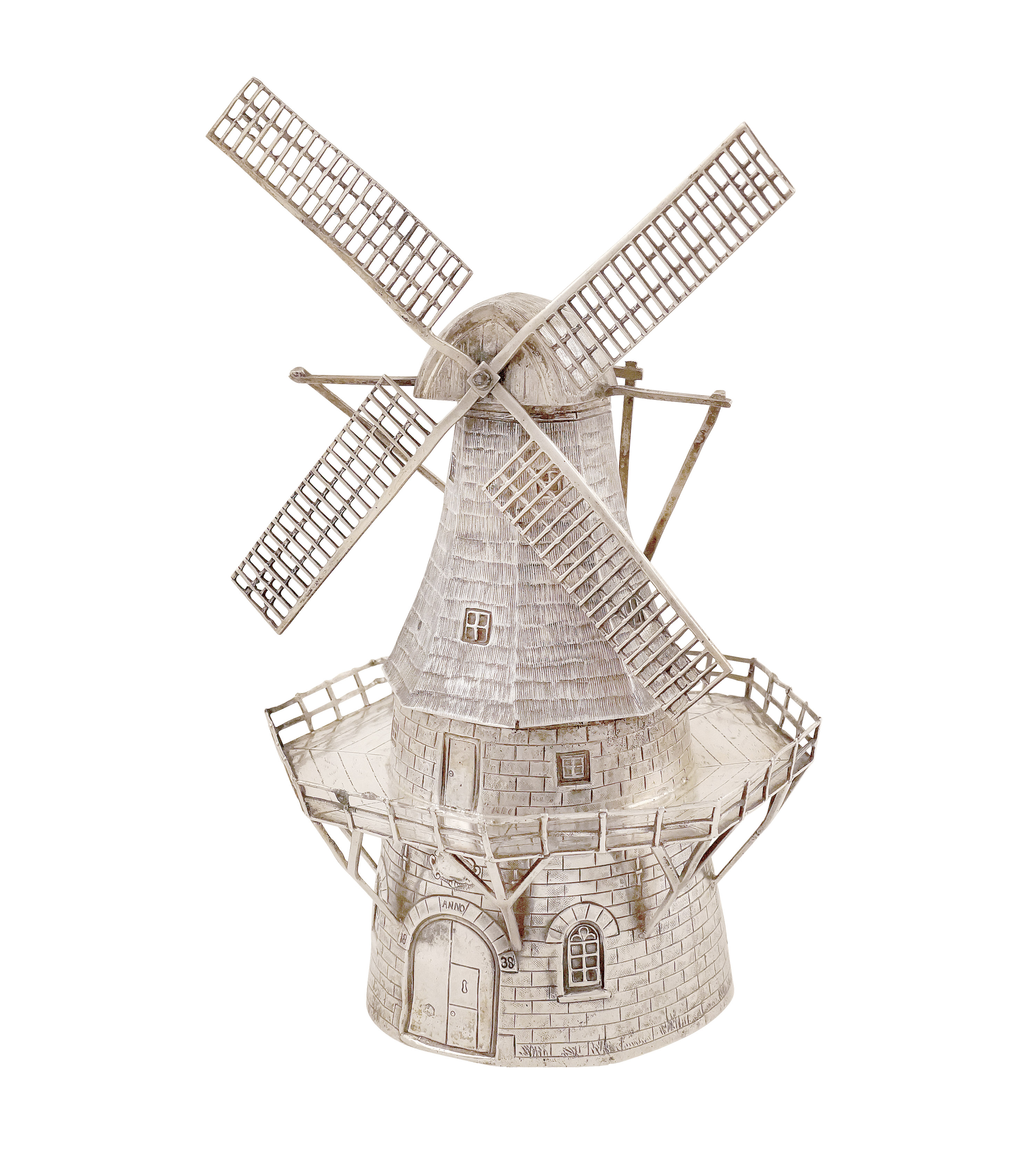 A Dutch silver model of a windmill