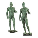 A pair of great Italian patinated bronze sculptures