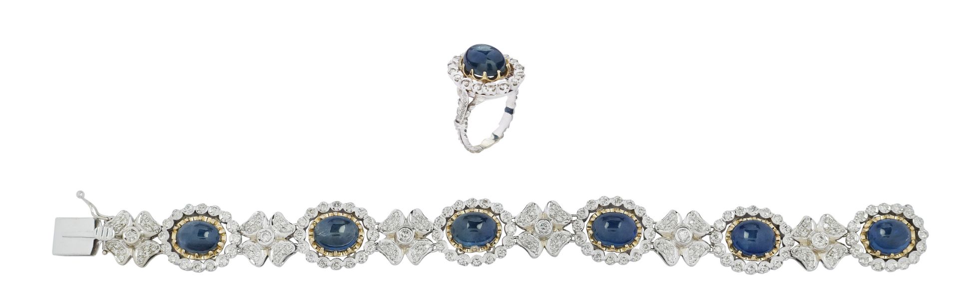 A sapphire and diamond bracelet with ring (2)