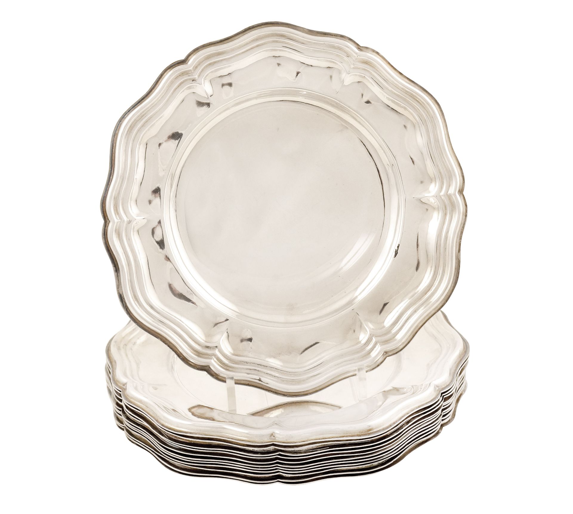 An Italian set of silver plates (12)