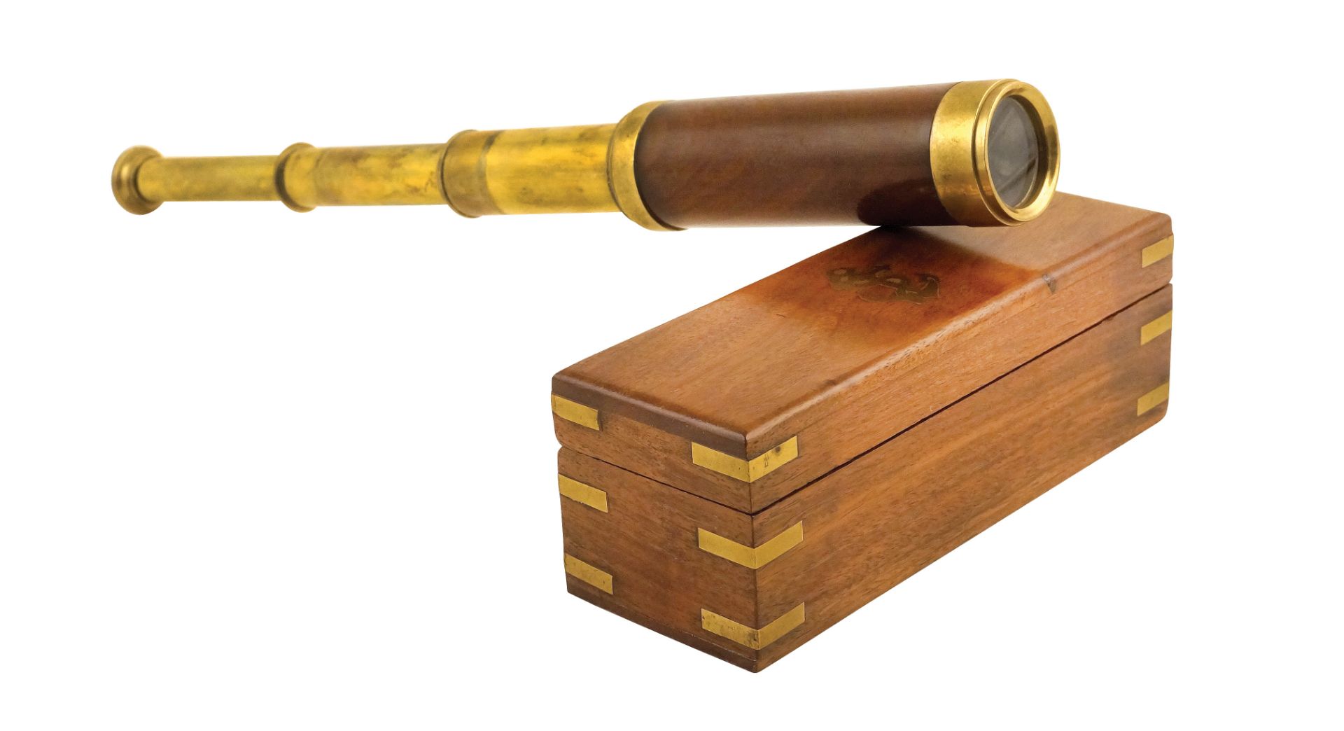 A brass and wooden marine telescope