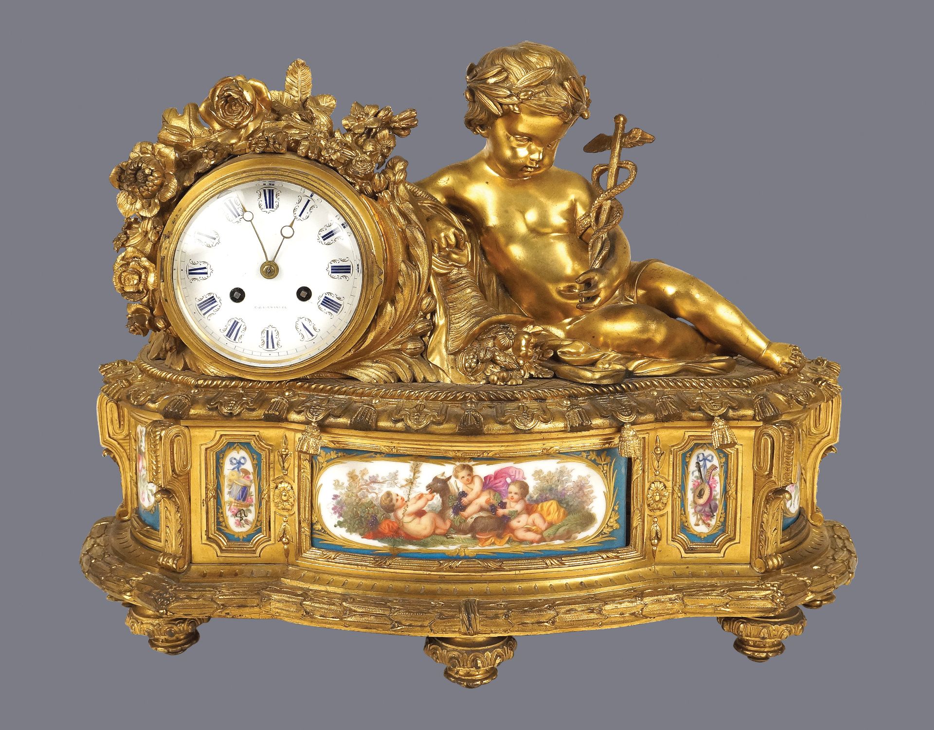 A Napoleon III gilt-bronze table clock