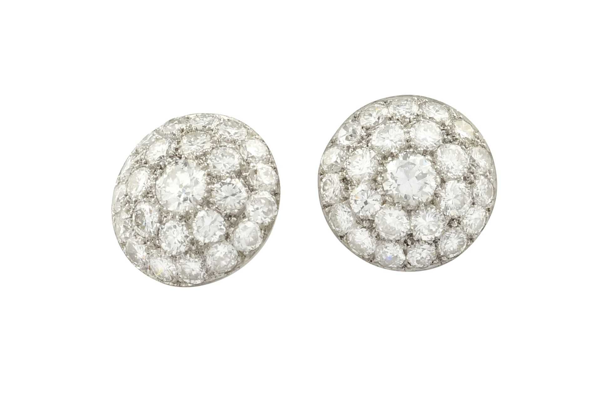 A pair of platinum and diamond ear studs