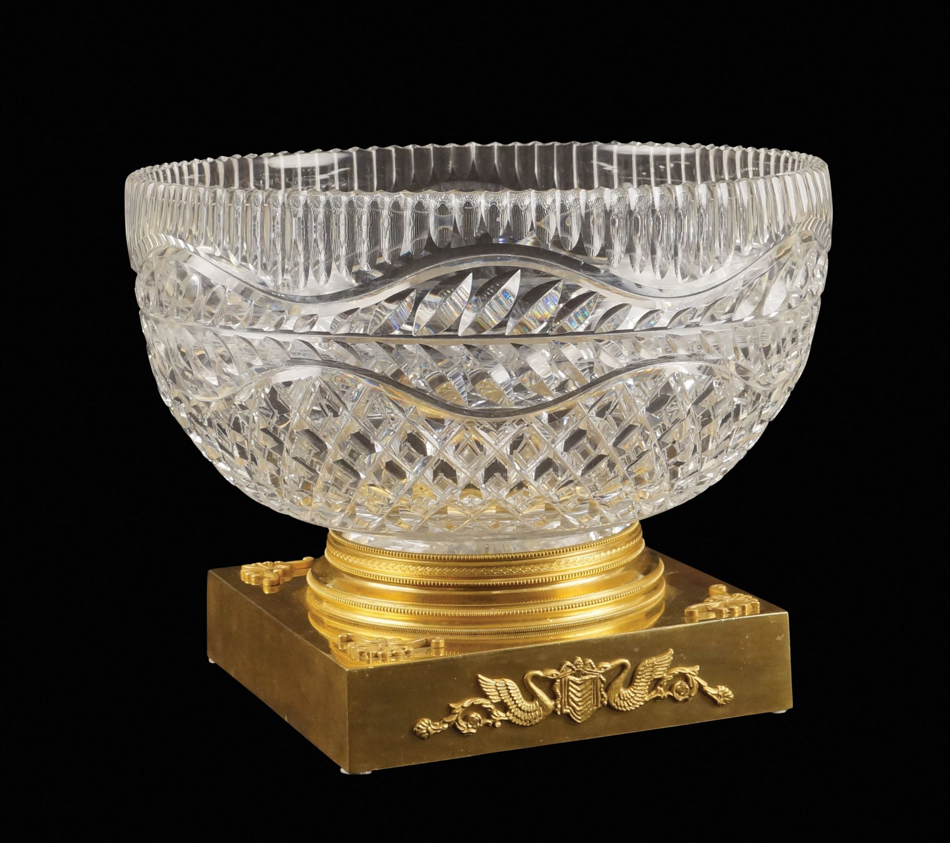A great French crystal and gilt-bronze centerpiece
