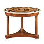 A marble and mahogany center table