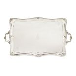 A Russian silver tray with two handles