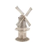 A Dutch silver model of a windmill