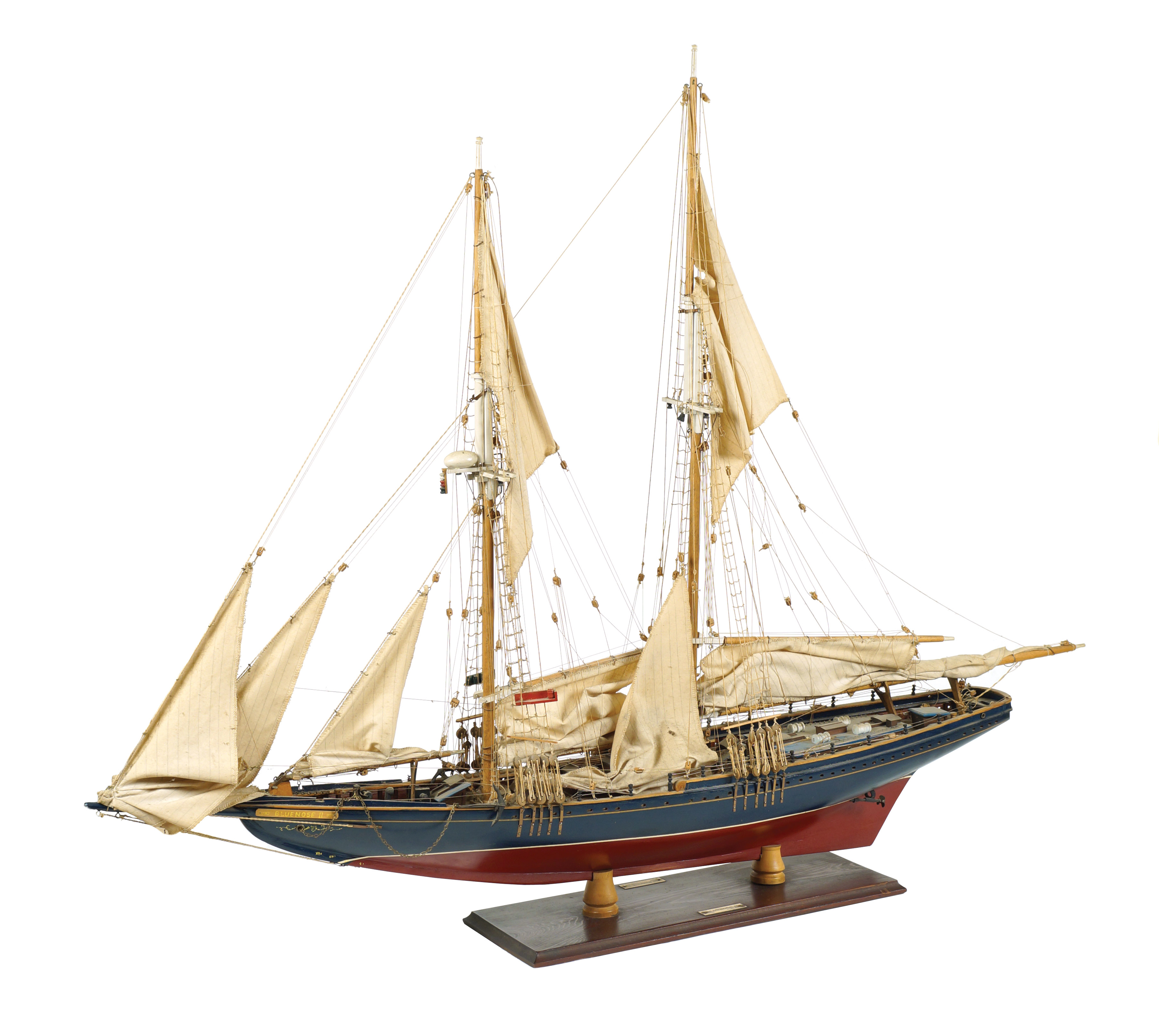 A wood Bluenose II ship model Canada, 1963 99x134x22 cm.