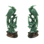 A pair of green aventurine sculptures Oriental manufacture, 20th century h. 20 cm.