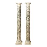 A pair of sea cipollino marble columns Italian manufacture, 19th century h. 137 cm.