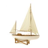 A wood sail boat model 20th century 79x68x14 cm.