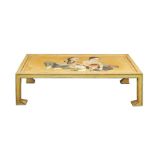 A lacquered wood table Oriental manufacture, 20th century 35x121x72 cm.