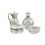 A refined crystal and silver plated lot 20th century