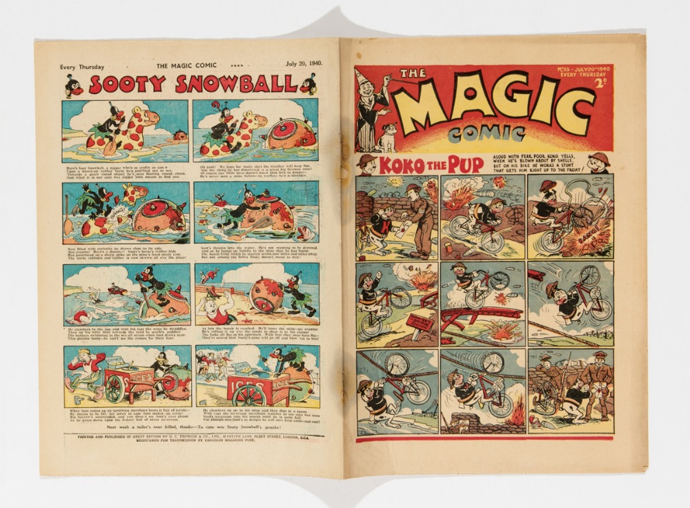 Magic Comic No 53 (1940). Propaganda war issue. Bright cover with rust staining to spine and small