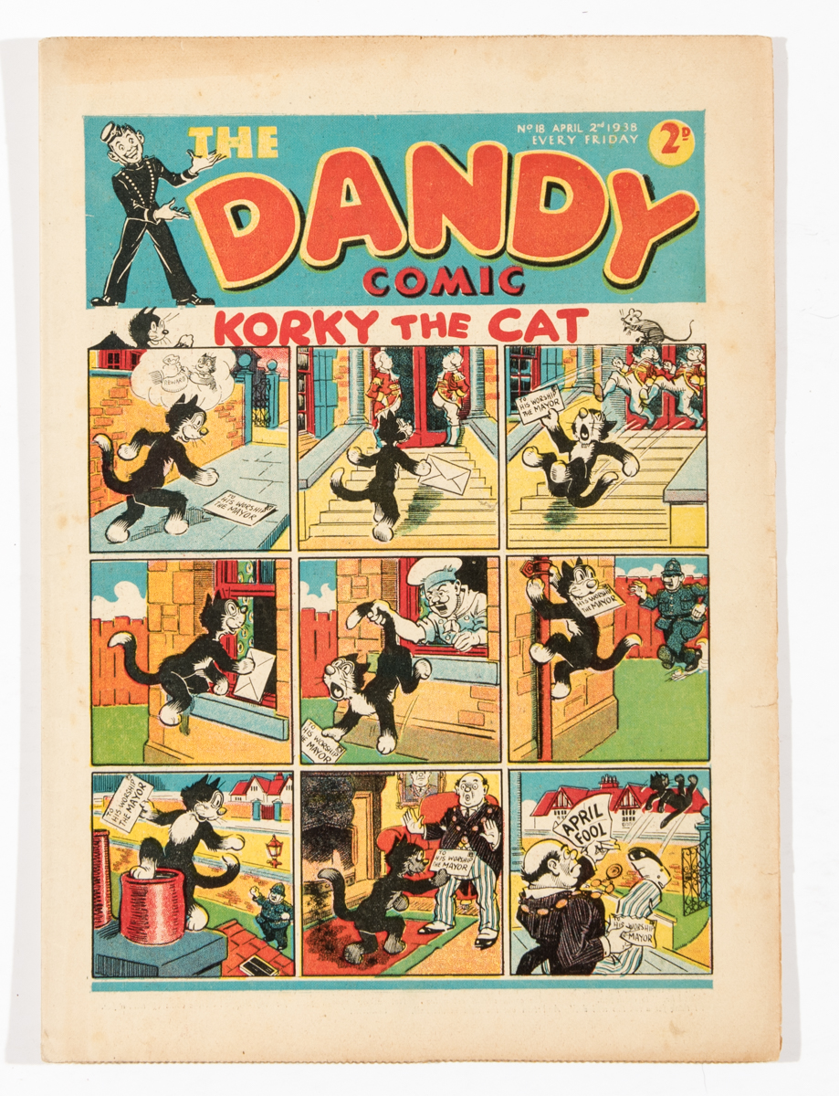 Dandy No 18 (1938). First April Fool issue. Bright fresh covers, cream/light tan pages. Narrow ½"