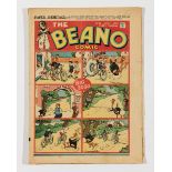 Beano No 65 (1939). Pg. 5 ad for first Beano annual. Centre page top margin piece torn away [vg]