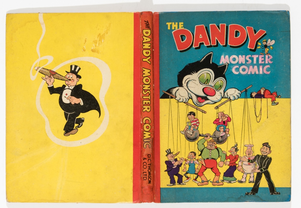 Dandy Monster Comic (1948). Korky the puppeteer. Front board with 'Monster Comic' lightly crayoned