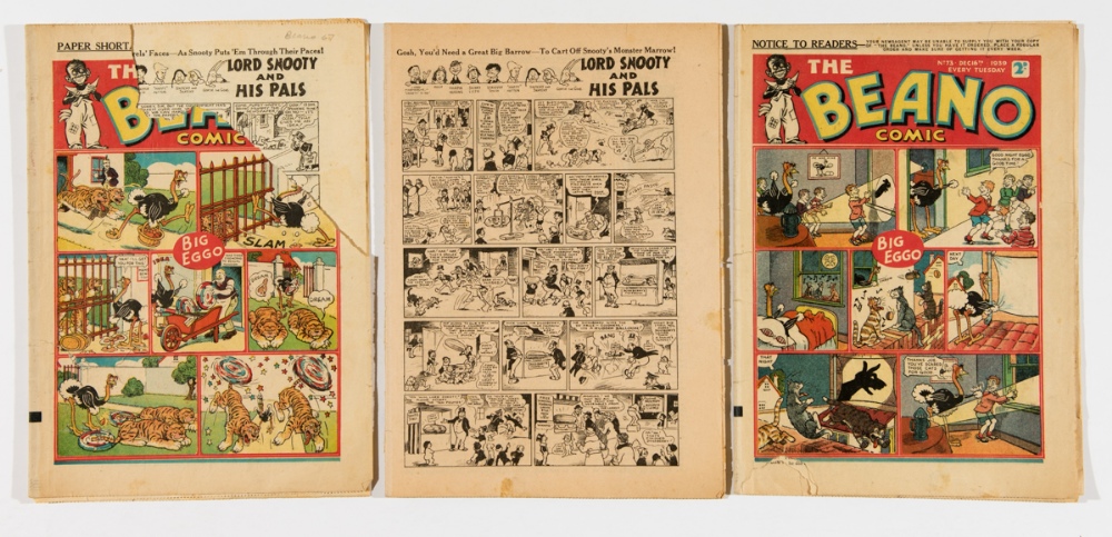 Beano (1939) 67, 70, 73. No 67: large cover piece torn away [fr], 70: no front cover, 73: Dandy ad